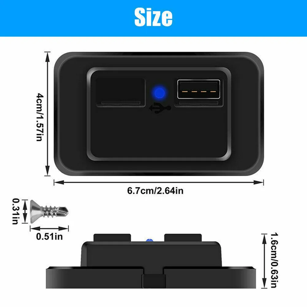 

Durable High Quality New Practical Charger Car Portable Power Socket 1pcs 12V Charging Panel Dual USB Hot Sale