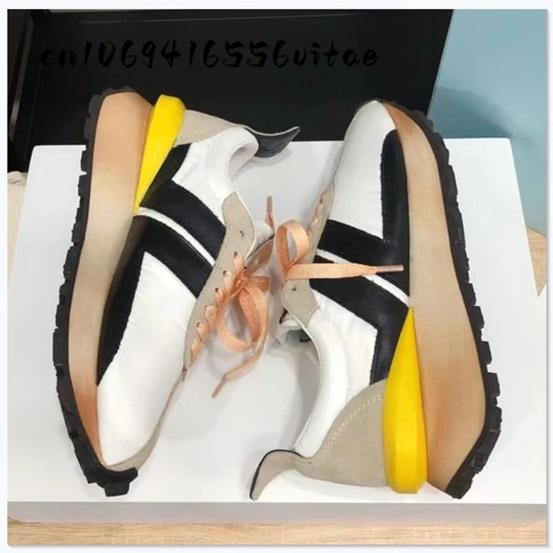

New Winter Men's Sneakers Bodybuilding Casual Shoes Women Flat Mixed Color Lace Up Patchwork Sneakers Outdoor Walk