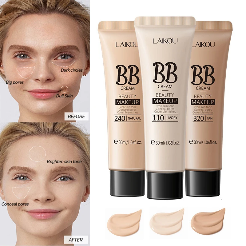 

1PC BB Cream 18 Hour Long Lasting Foundation Liquid Foundation Waterproof Whitening Conceale Natural Face Base Makeup 30ml