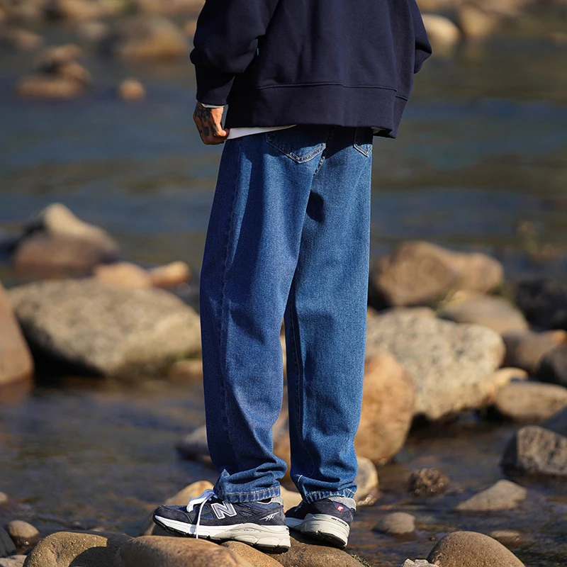 Black Blue Brown Baggy Jeans Men Fashion Casual Straight Jeans Men Streetwear Loose Hip Hop Wide Leg Denim Pants Mens Trousers