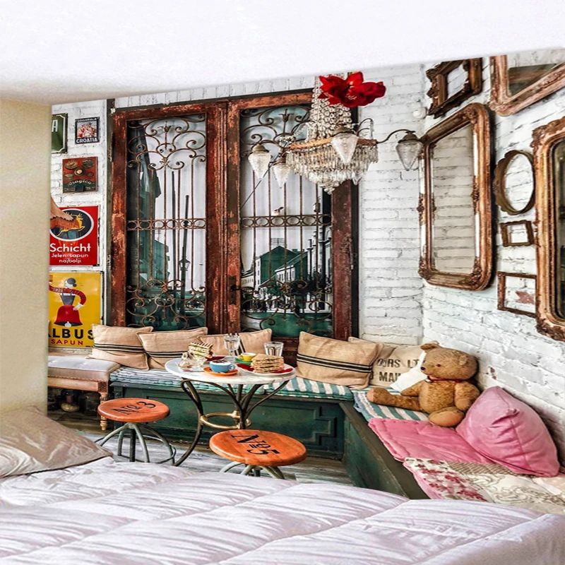 

3d Three-Dimensional Window Scenery Wall Hanging Tapestry Art Decoration Blanket Curtain Bedroom Living Room Decoration