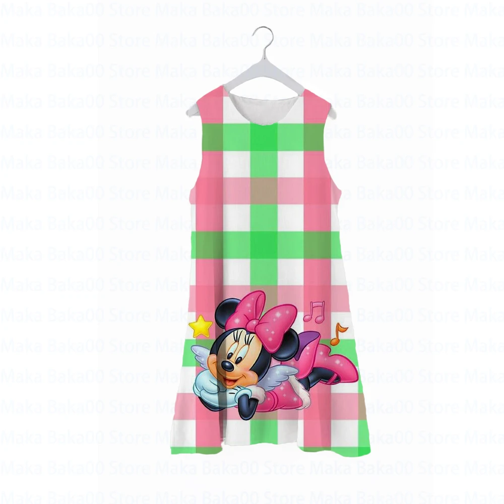 

Summer new casual dress children's clothing Disney Mickey and Minnie style print sleeveless round neck cute pajama dress