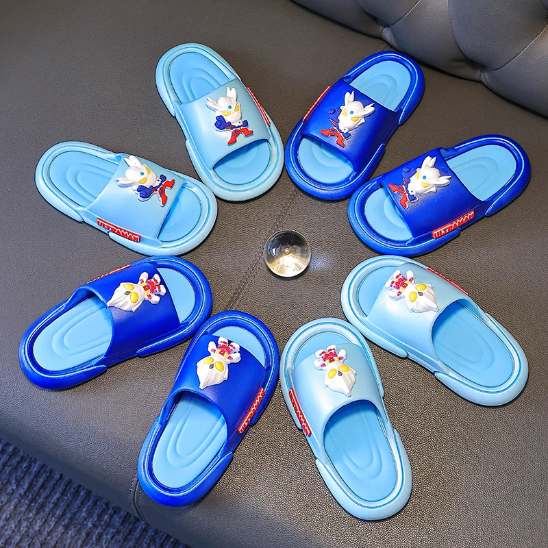 Детские тапочки Ultraman мягкие Нескользящие с мультяшным рисунком для мальчиков