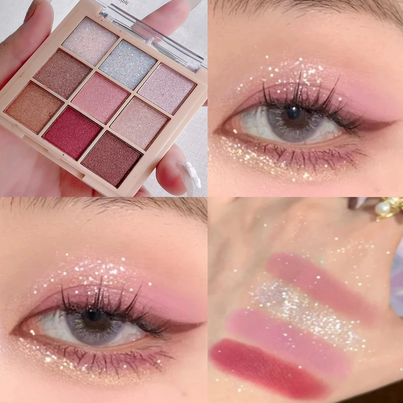 

9 Colors Matte Shimmer Eyeshadow Palette Pearly Earth Color Shiny Sequins Eye Shadow Waterproof Long Lasting Eye Pigments Makeup