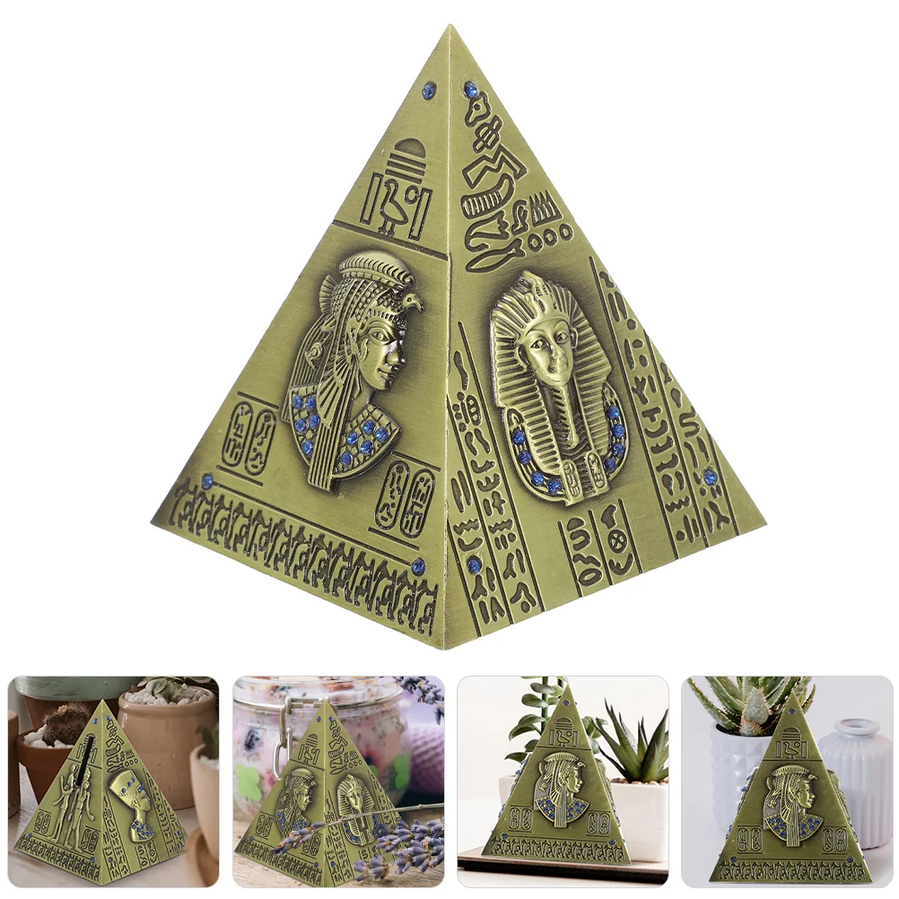 

Ornaments Household Pyramid Showpiece Desktop Decor Simulated Decoration Metal Model Retro Home