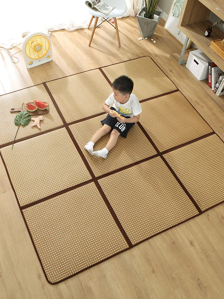 Shining Folding Mat Thick Japanese Tatami Rattan Mat Sleeping Pad Summer Student Child Kindergarten Nap Floor Pad With Gift Bag images - 6