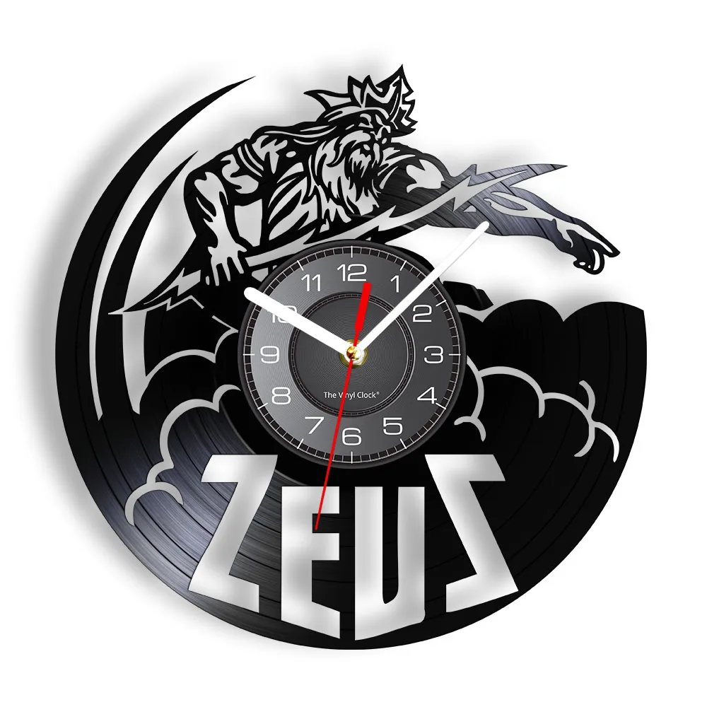 Ancient Lightning Greek God Zeus Wall Clock Greek Mythology Thunder Sky Thunderbolt Figure Vintage Vinyl Record Wall Clock Watch