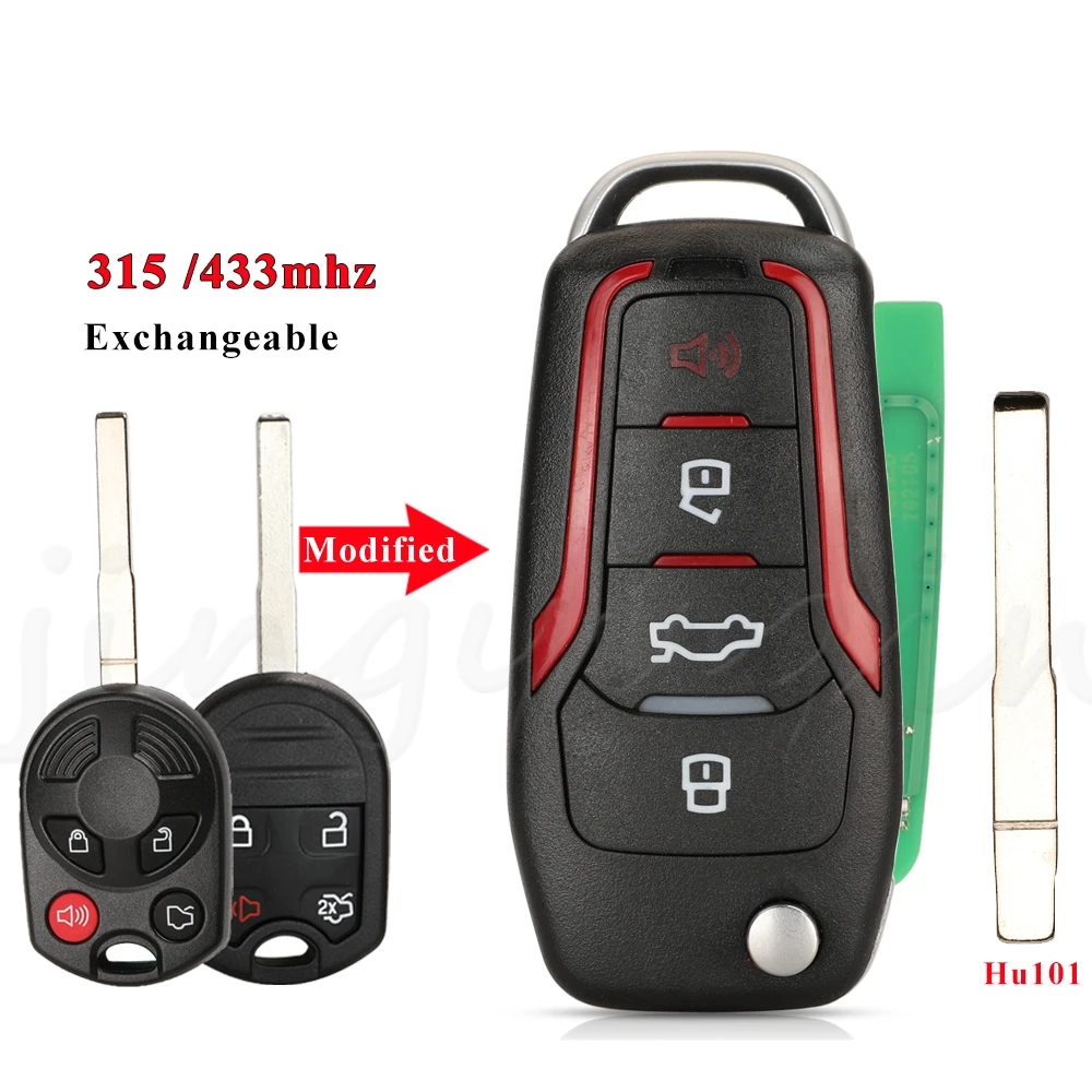 

Модифицированный Пульт Дистанционного Управления Jingyuqin 315/433 МГц Для Ford Escape, Focus, C-Max, Transit, F250, F350, F450