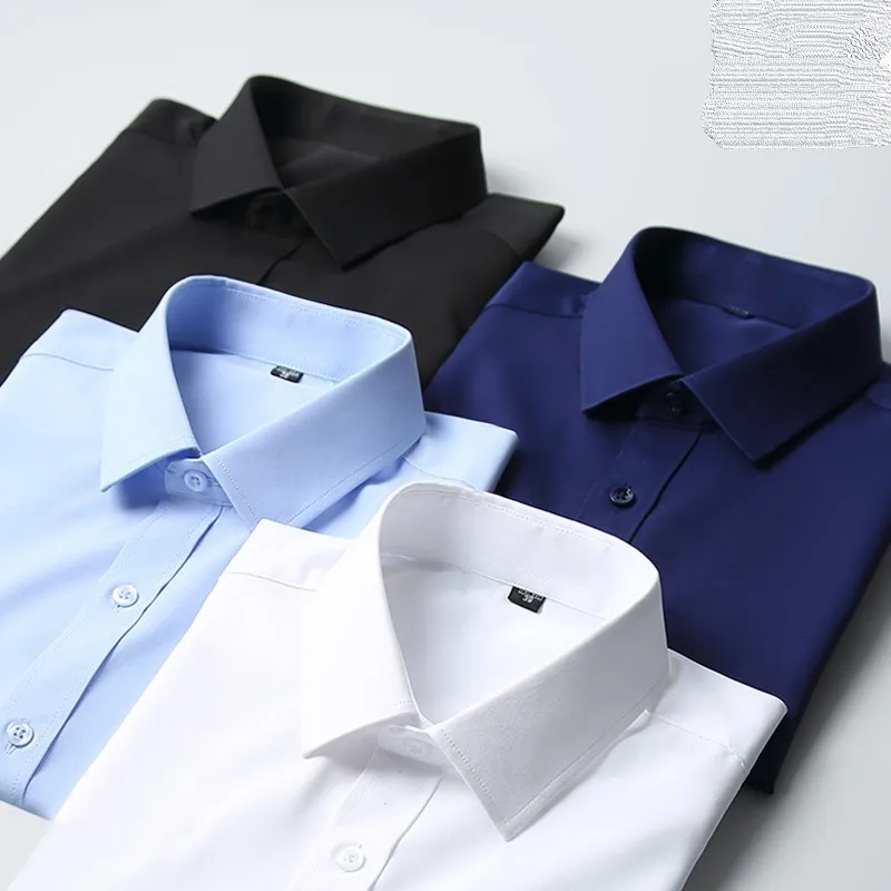 

2022 new Men's Long Sleeve Stretch Shirt Business Regular Fit Solid Color Young and Middle-aged Casual Non-iron Shirt