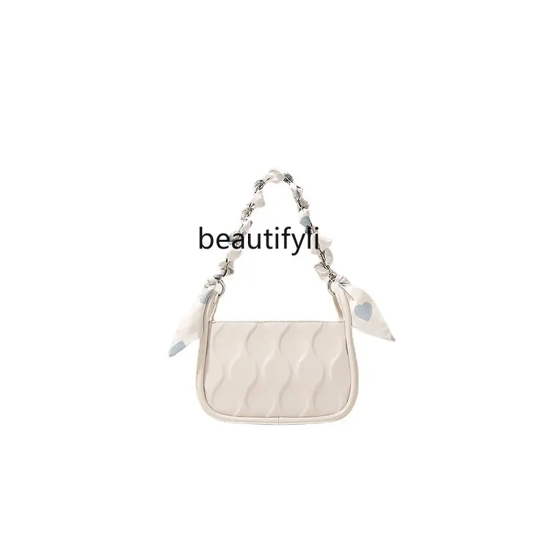 

zq Silk Scarf Underarm Bag Female Spring/Summer Special-Interest Design Versatile Chain Bag One-Shoulder Crossboby Bag