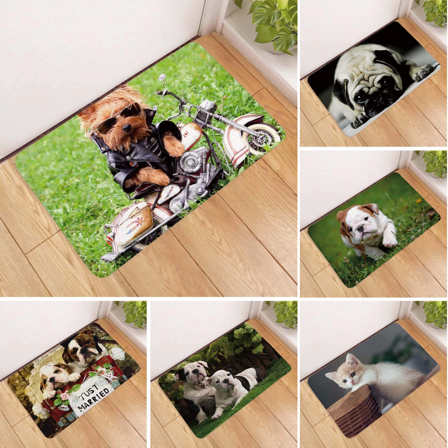 

Lovely Dogs Pattern Entrance Doormat Anti-slip Hallway Bedroom Living Room Rugs Soft Polyester Welcome Mat Carpet Alfombra