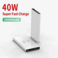 wireless fastcharge 20000mah large capacity40w superfast charge doubleusb output 15w digital display external battery for huawei