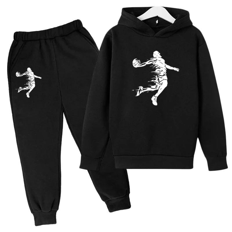 Children's Two-piece Basketball Hoodie Baby Boy Girl Clothes Hoodie + Pants Sweatshirt Girl Boy Coat Clothing Jogging Sportswear