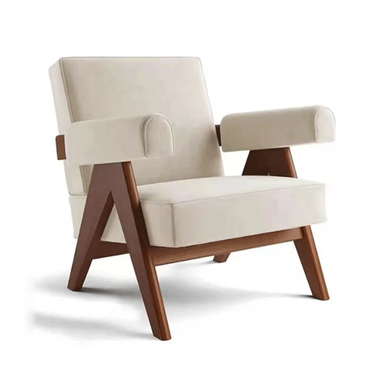

Cheap Nordic Minimal Most Comfortable Wood Frame Velvet Accent Arm Chair Modern Furniture Leather Single Chairs for Living Room