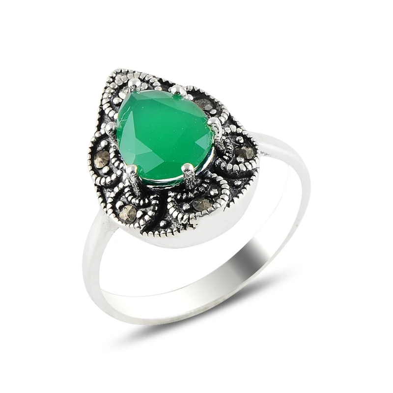 

Серебро 925 пробы Изумруд циркон & марказит кольцо