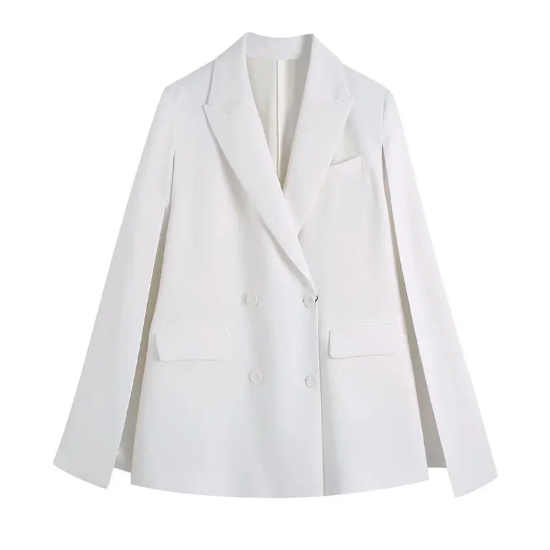 

Blazer Woman Coat Spring 2022 Fashion Office Cape Jacket Women Blazers Double Breasted Casual Long Sleeve Loose Suit Jacket Tops