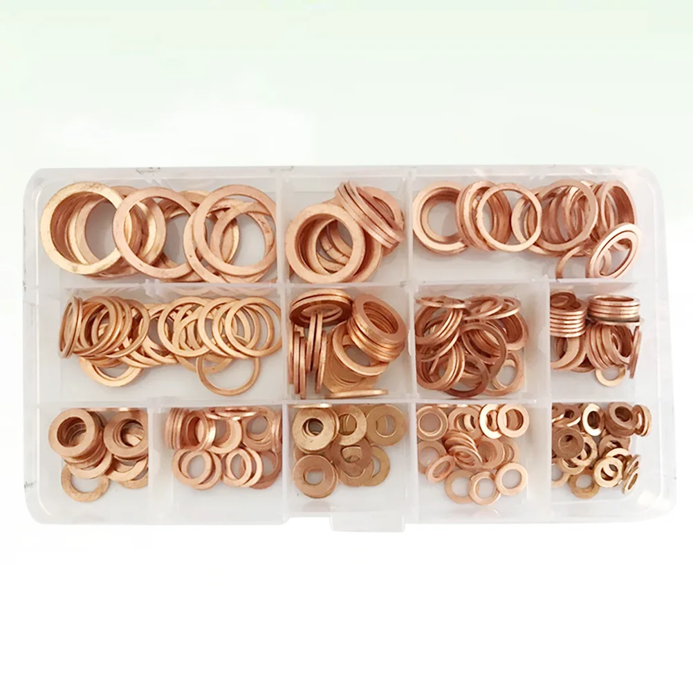 

300PCS Engine Seal Flat Ring Flat Washers Set Pumps Gasket Copper Lock Washer Copper Washers Assortment Copper Washers