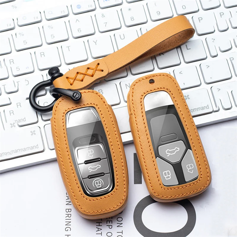 

Leather Car Key Case Cover for Audi A1 A4 A5 A6 A7 A8 B6 B7 B8 B9 TT TTS 8S SQ5 A4L A6L Q3 Q5 Q7 S5 S6 S7 Accessories Protector