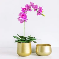 modern cup shape golden iron barrel flower vase home interior decoration table vases nordic succulent plants metal flowerpot
