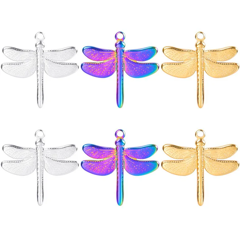 

5Pcs Stainless Steel Charms Colorful Dragonfly Pendant For Jewelry Making DIY Earrings Necklaces Supplies Accessories Wholesale