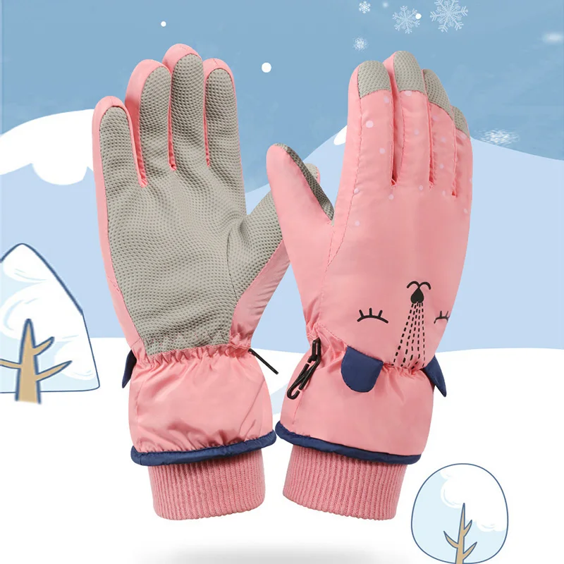 

Зимние теплые лыжные перчатки, Детские флисовые водонепроницаемые теплые детские перчатки для сноуборда и снега, перчатки для катания на лыжах и верховой езды