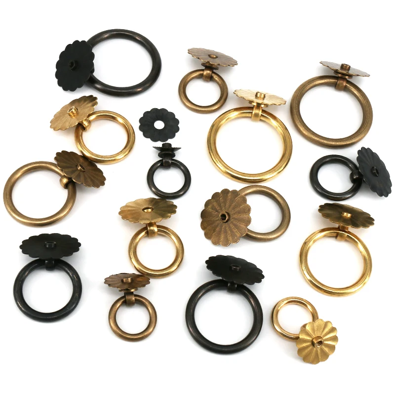 Антикварное кольцо для шкафа латунные ручки фурнитура ящика комода с монтажными