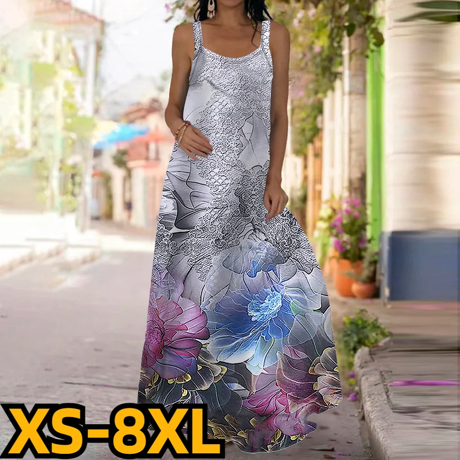 

Женское Повседневное платье-трапеция, длинное ТРАПЕЦИЕВИДНОЕ ПЛАТЬЕ на бретелях, с принтом, без рукавов, уличная мода