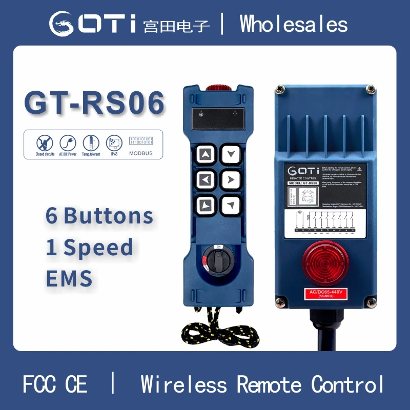 GT-RS06 de Control remoto inalámbrico Industrial, 6 y 1 botones de velocidad, 18-65V, 65-440V, UHF, para grúa aérea en lugar de F21-E1B, F21-E1