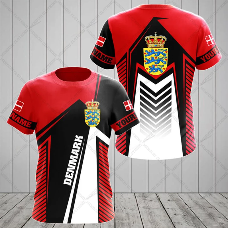 

Футболки с графическим принтом Дания эмблема, Летние повседневные топы с коротким рукавом, женские персонализированные футболки, спортивная одежда большого размера для девочек