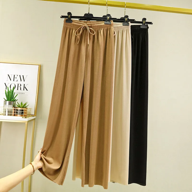 Fdfklak M-4XL New Ice Silk Women's Pajama Pants Loose Plus Size Spring Summer Sleepwear Korean Ladie's Home Wear Trousers