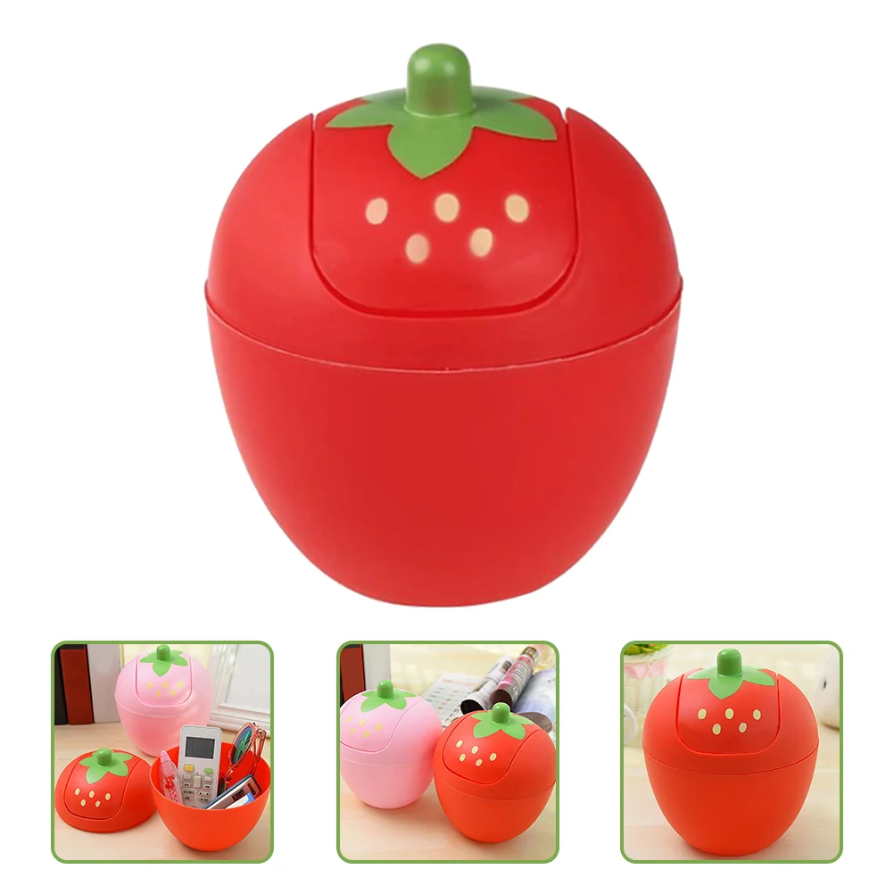 

Trash Bin Lovely Strawberry Garbage Can Mini Waste Bucket Flipping Trash Bin