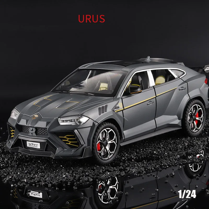 

1:24 Scale SUV Diecast Car Lamborghinis URUS Metal Model With Light Sound Pull Back Vehicle Alloy Toy Collection For Kids Gift