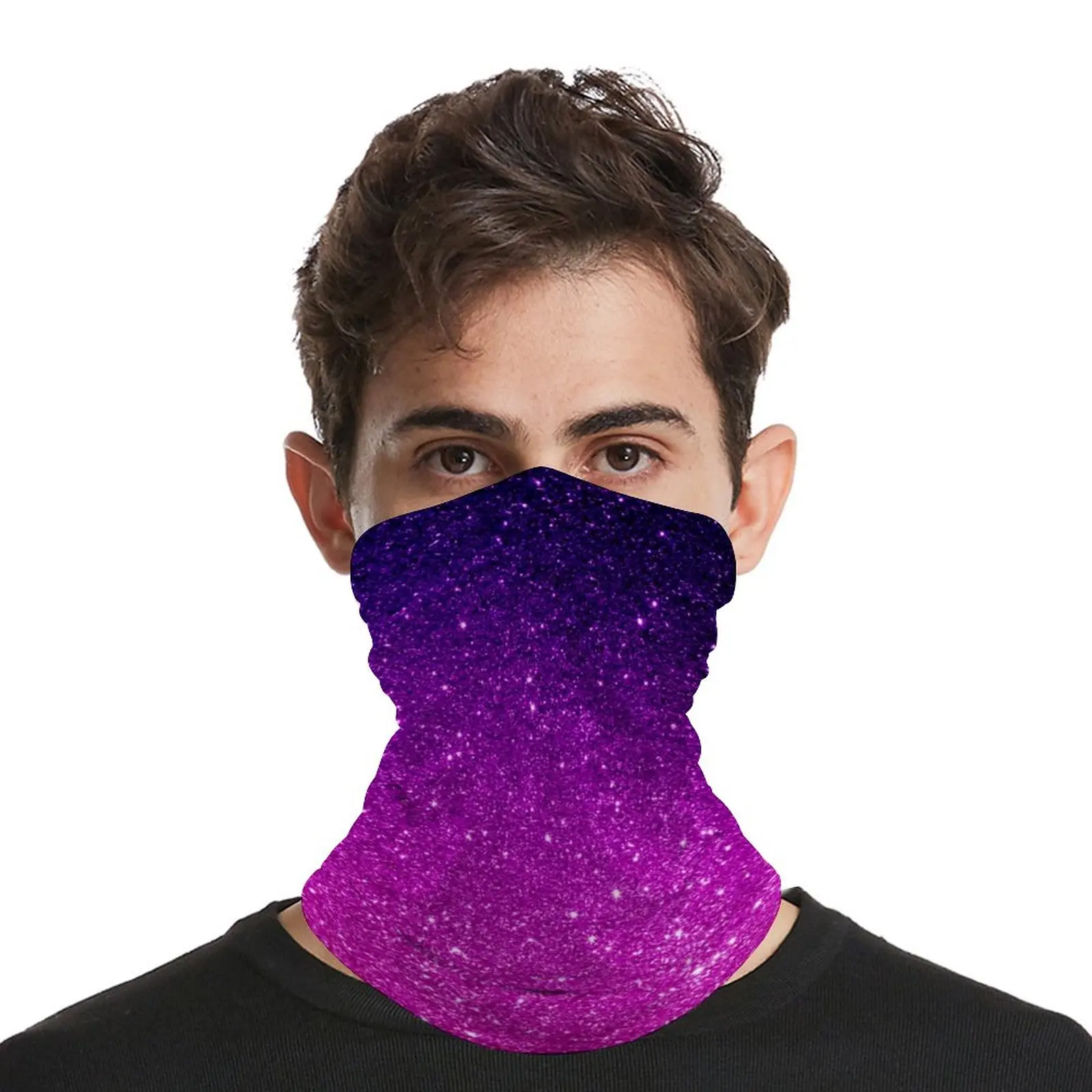 

Бандана с блестками и принтом Омбре, волшебная фиолетовая Солнцезащитная модная накидка на шею, накидка на голову в стиле хип-хоп для мотоцикла