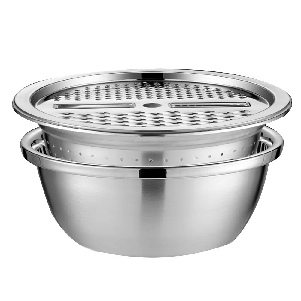 

Vegetable Grater Bowl Slicer Colander Kitchen Fruit Strainer Basketwashing Steel Stainless Rice Drain Basindicer Julienne Cheese