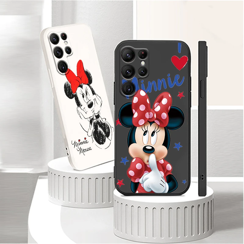 

Phone Case For Samsung Galaxy S22 S21 S20 Pro FE S10 Note 20 10 Plus Lite Ultra 5G Couple Mickey Minnie Cute Liquid Rope Cover