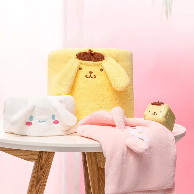 

Мультяшное милое полотенце Sanrio Kuromi, мягкое впитывающее полотенце My Melody, помпон пурин, Коричный цвет, милое стильное полотенце, подарок