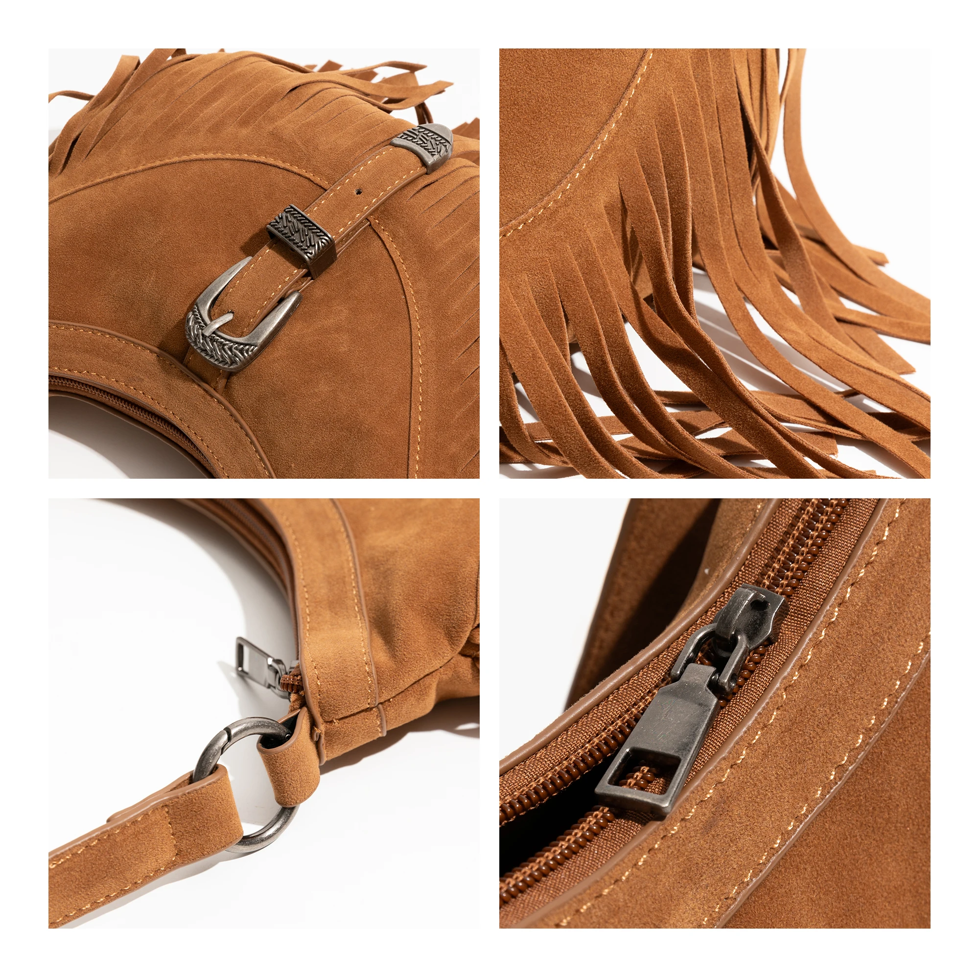 MABULA Ретро сумка через плечо из искусственной замши с кисточками для повседневной