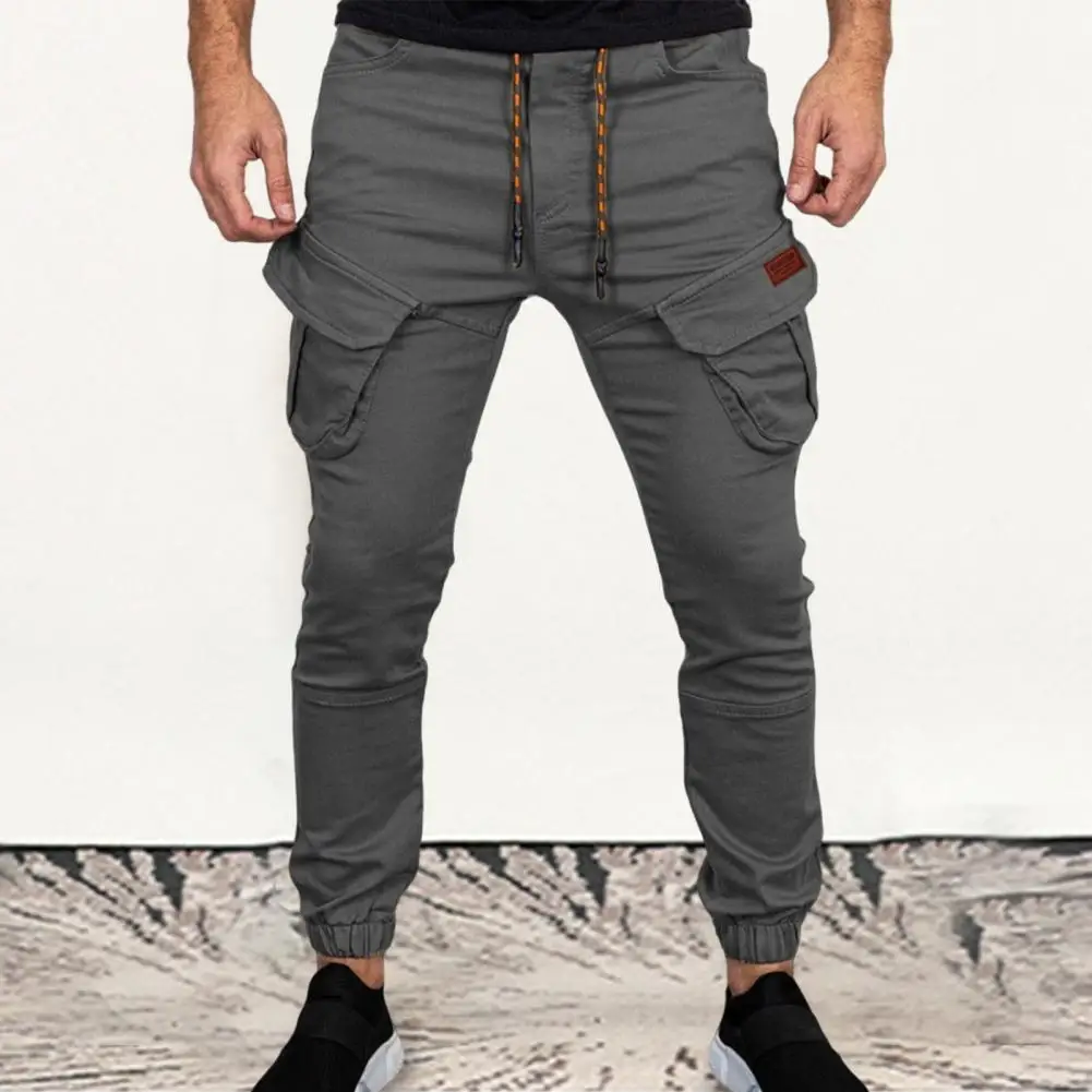 

Spring Autumn Simple Pure Color High Waist Pants Male Cargo Pants Good Touch for Party