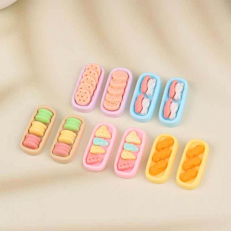 

10Pcs New Cute Macaron Cookies Flatback Resin Cabochon Simulation Fake Food DIY Scrapbooking For Phone Case Decoration