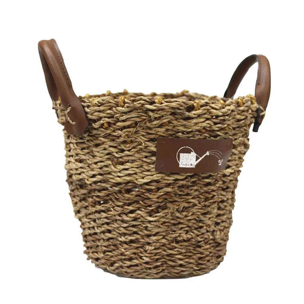 

Plant Pot Rattan Ornaments Flower Baskets Foldable High Quality Unique Portable Brown Hand-woven Handicrafts Decorations