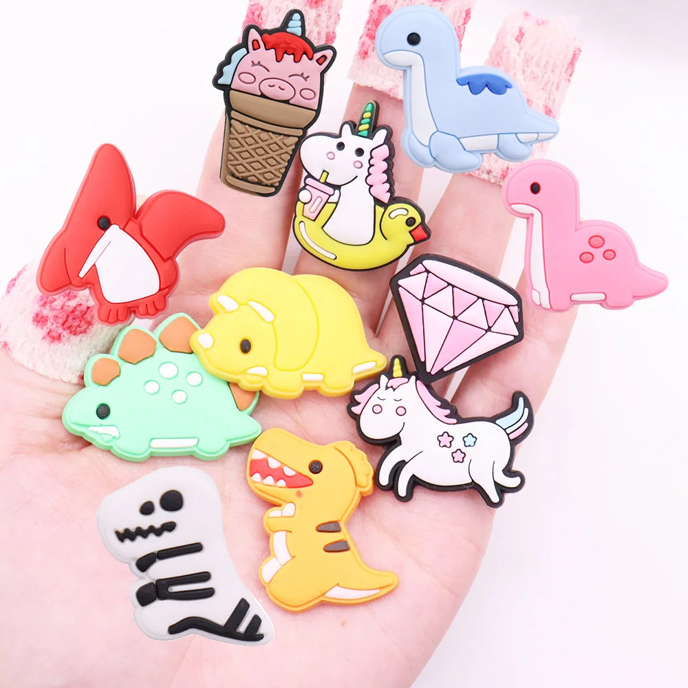 

1 шт. Симпатичный динозавр, плоский стегозавр, ПВХ обувные шармы, аксессуары для обуви, украшения для Croc JIBZ, браслеты, подарок для мальчика