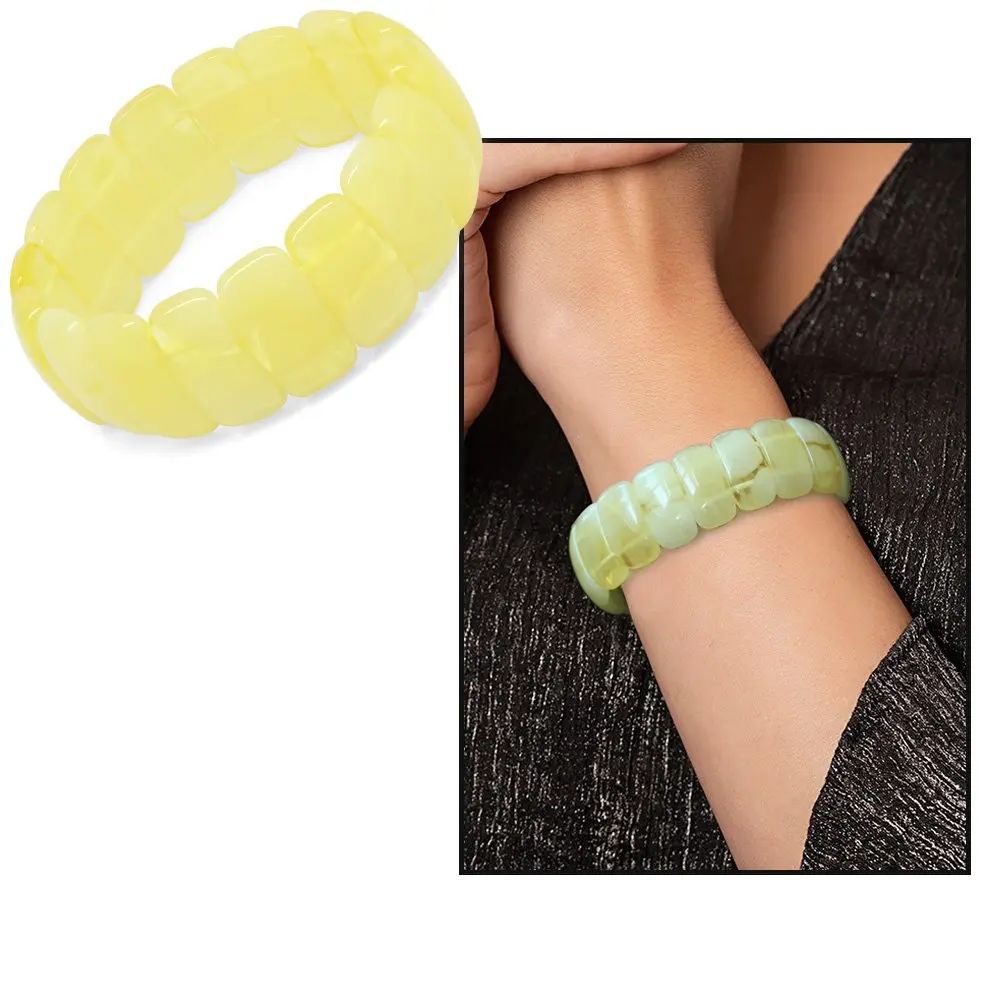 

Nipora лимонно-желто-белый муарский Бейрут Янтарный женский браслет