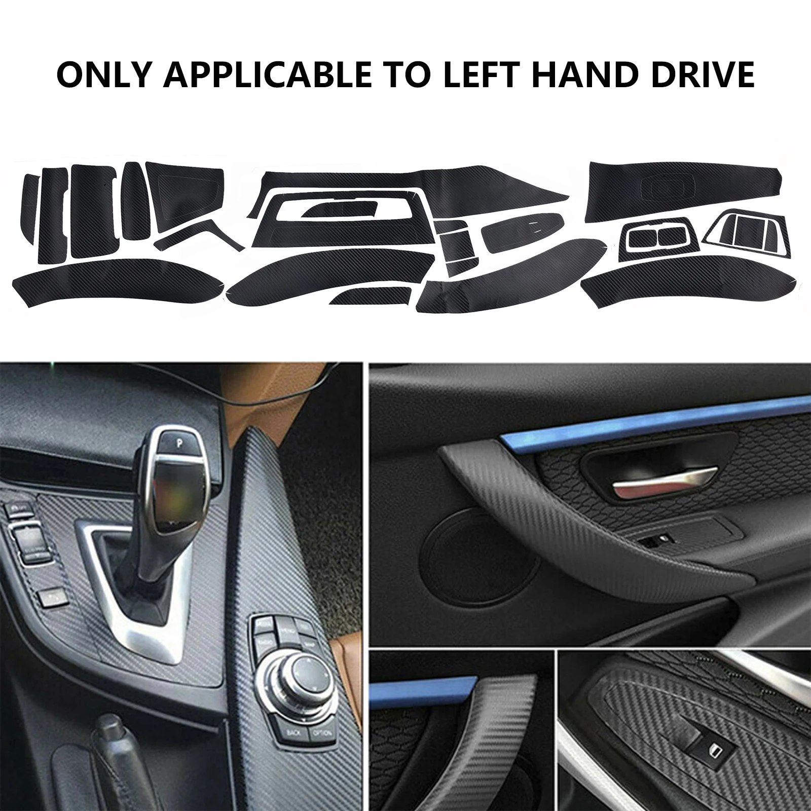 

For BMW 3 Series F30 F31 Trim Car Decal Sticker Accessories Auto Parts Carbon Fiber Interior Parts Left Hand Drive