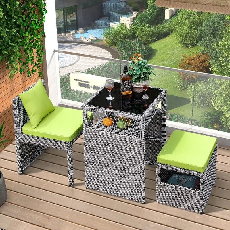 Уличный виноградный стул набор из трех предметов маленькие столы для балкона