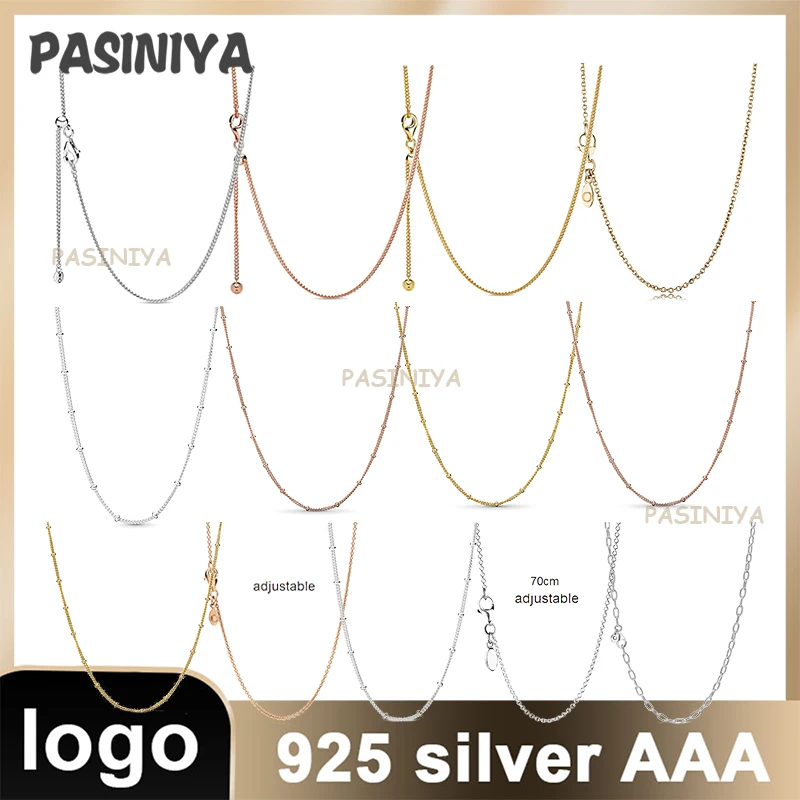 

1 ожерелье из серебра 925 пробы для мужчин и женщин, аксессуары из чистого серебра 590412 пробы, серебряная цепочка, ожерелье (регулируемое)-