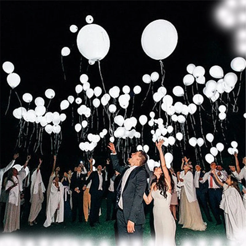 5-30 PCS LED Balloon Glowing Lights 12 Inch White Latex Glowing Balloons Birthday Party Holiday Wedding Decoration Supplies