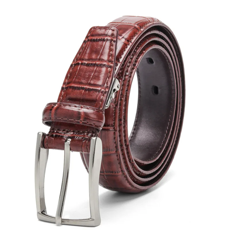 Casual Men Belts Crocodile Pattern Cowskin 2.9 CM Belts for Women Unisex Genuine Leather Belt Cinturones Para Hombre Black Brown