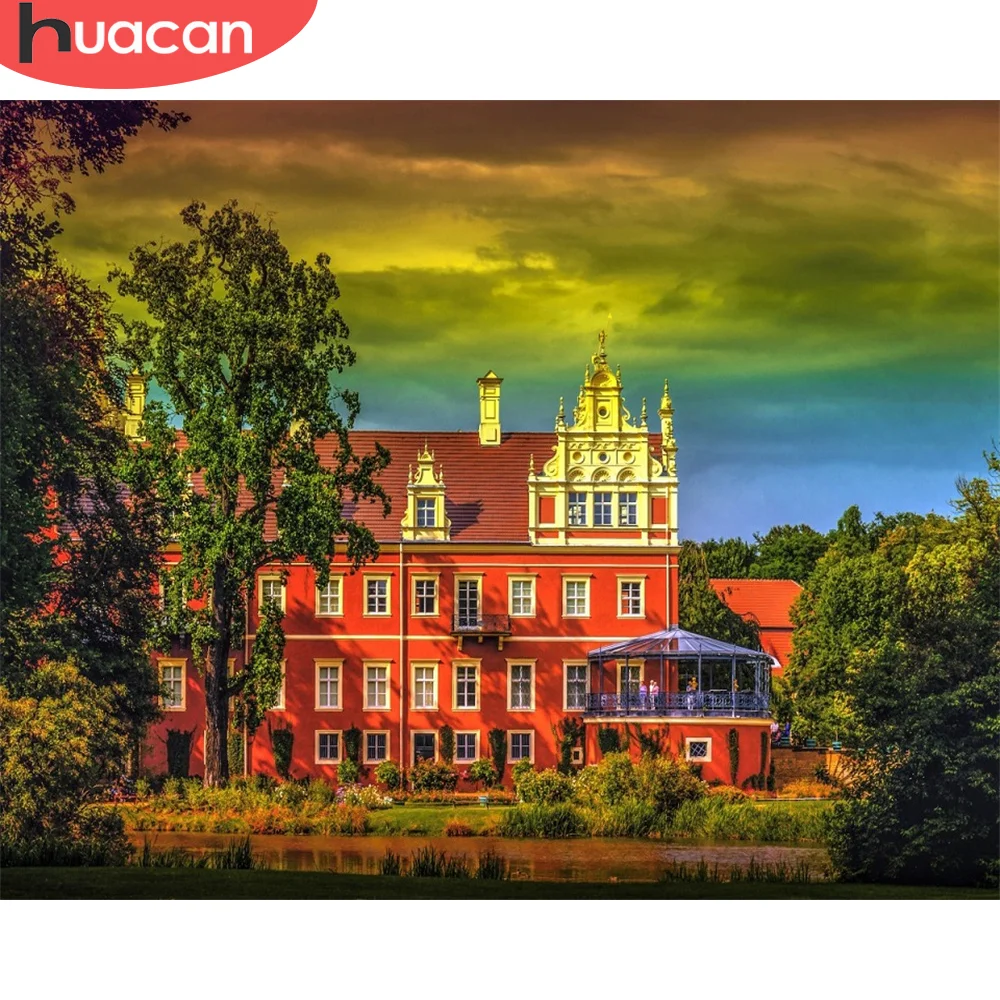 

HUACAN Paint By Number Town Hand Painted Wall Art DIY Frame Home Decor Picture By Numbers Landscape Canvas For Living Room