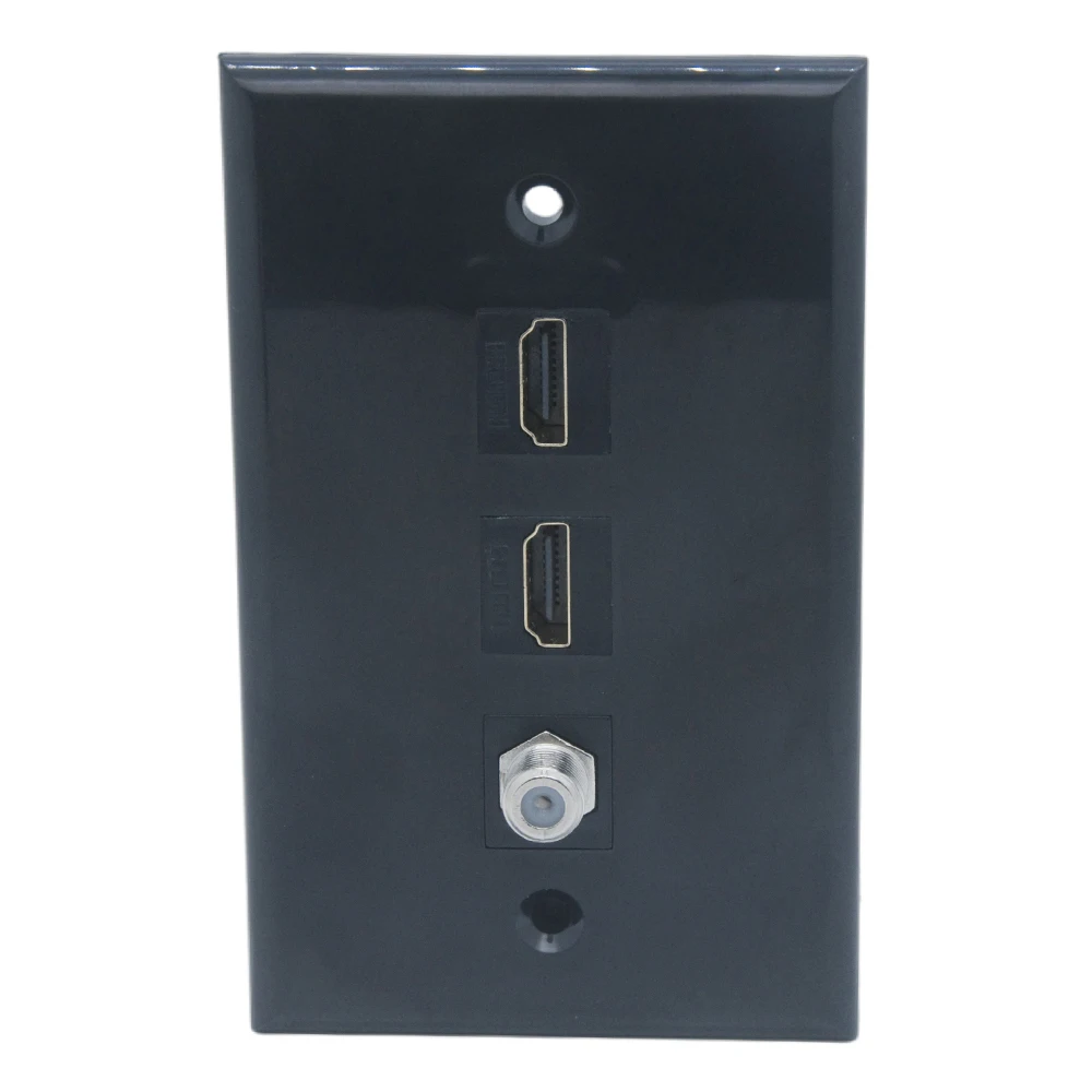 

Black Color 1 Gang 2 Ports HDMI 1 Port Coaxial F RG6 Female To Female Wall Plate
