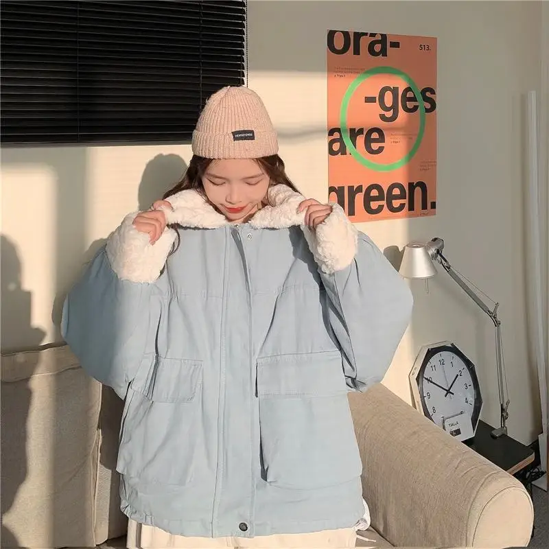 Hdspq белые кашемировые хлопковые парки с лацканами зимняя женская толстая теплая